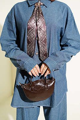 Fularlı Taş Düğmeli Kot İkili Takım Kot - İkili Takım