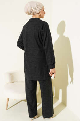 Fularlı Triko İkili Takım Siyah - İkili Takım
