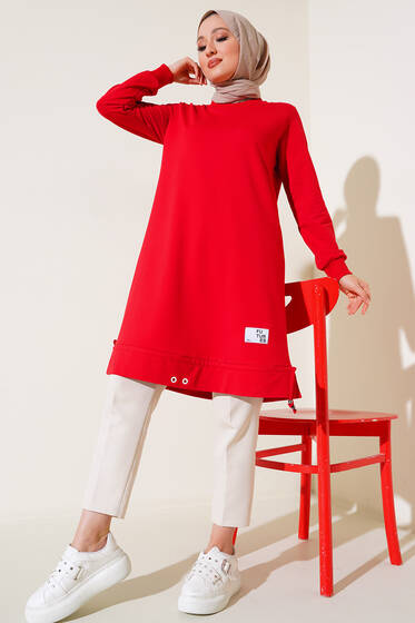 Futures Armalı Uzun Tunik Kırmızı - Tunik
