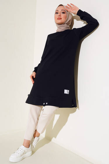 Futures Armalı Uzun Tunik Siyah - Tunik