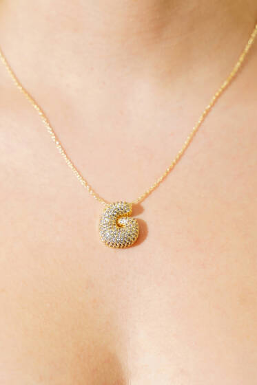 G Harfli Taşlı Kolye - Kolye