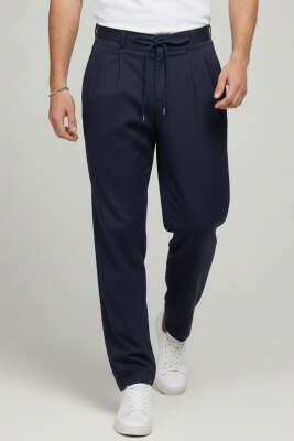 Gabardin Bağcıklı Erkek Pantolon Lacivert - MHR MOHER