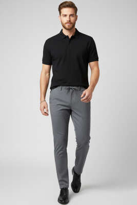 Gabardin Bağcıklı Jogger Pantolon Gri - Erkek Pantolon