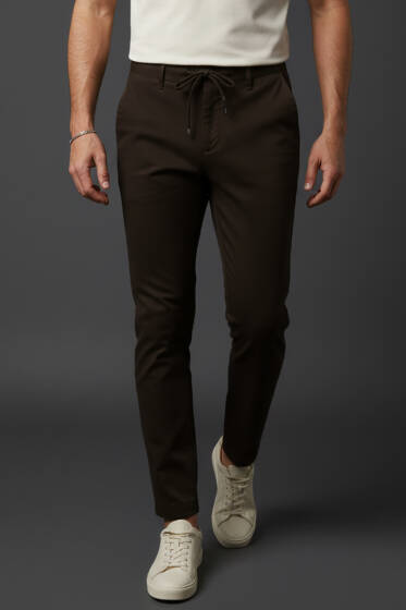 Gabardin Bağcıklı Jogger Pantolon Kahve - Erkek Pantolon