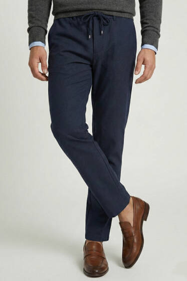 Gabardin Bağcıklı Jogger Pantolon Lacivert - Erkek Pantolon