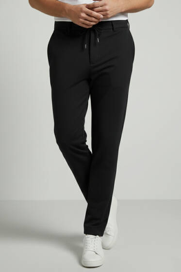 Gabardin Bağcıklı Jogger Pantolon Siyah - Erkek Pantolon