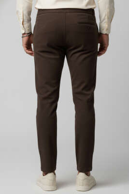 Gabardin Bel İpli Erkek Pantolon Kahve - Erkek Pantolon