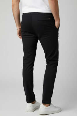 Gabardin Bel İpli Erkek Pantolon Siyah - Erkek Pantolon