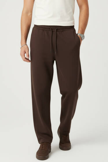 Gabardin Bel Lastikli Erkek Pantolon Kahve - Erkek Pantolon