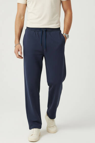 Gabardin Bel Lastikli Erkek Pantolon Lacivert - Erkek Pantolon