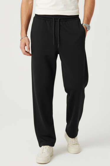 Gabardin Bel Lastikli Erkek Pantolon Siyah - Erkek Pantolon