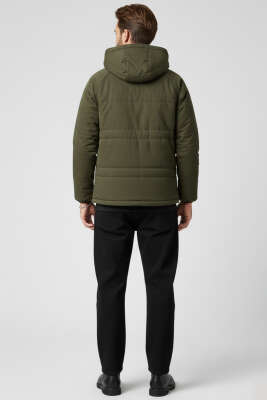 Gabardin Kapüşonlu Erkek Mont Haki - Erkek Mont