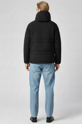 Gabardin Kapüşonlu Erkek Mont Siyah - Erkek Mont