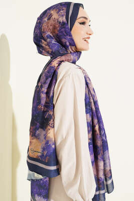 Galaksi Desen Lina Şal Lacivert - Başörtüsü