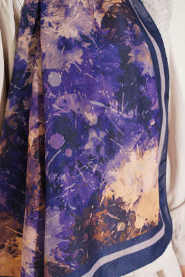 Galaksi Desen Lina Şal Lacivert - Başörtüsü