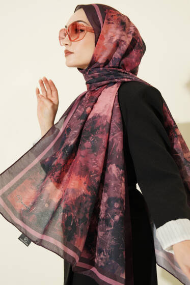 Galaksi Desen Lina Şal Mürdüm - Başörtüsü