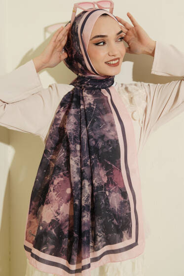 Galaksi Desen Lina Şal Pudra - Başörtüsü
