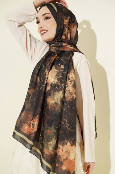 Galaksi Desen Lina Şal Siyah - Başörtüsü