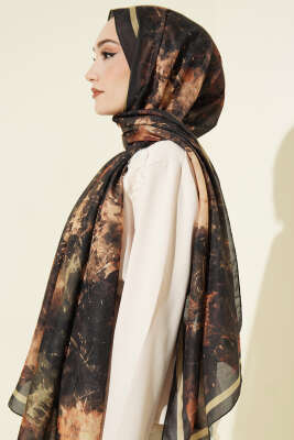 Galaksi Desen Lina Şal Siyah - Başörtüsü