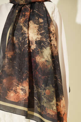 Galaksi Desen Lina Şal Siyah - Başörtüsü