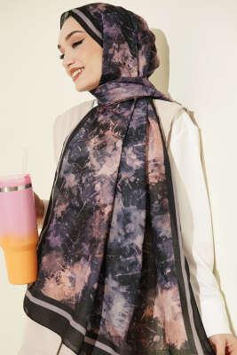 Galaksi Desen Lina Şal Siyah Mor - MODA KAŞMİR