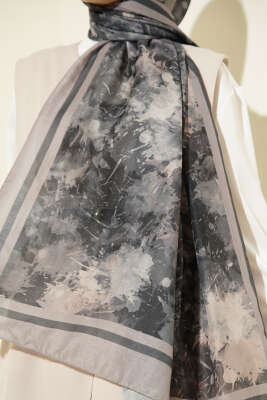 Galaksi Desen Lina Şal Taş Gri - Başörtüsü