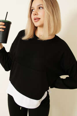 Garnili Armalı Loyşa Sweatshirt Siyah - DİVON