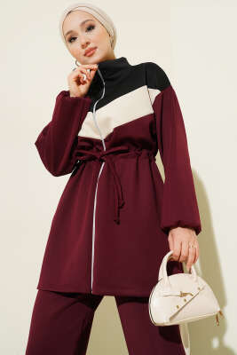 Garnili Bel Tünelli Scuba İkili Takım Bordo - İkili Takım