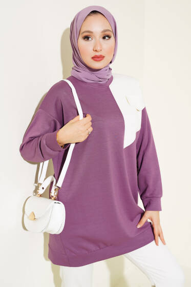 Garnili Cep Detaylı Tunik Magenta - Tunik