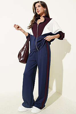 Garnili Fermuar Detaylı İkili Takım Mürdüm - Kadın Giyim Modelleri