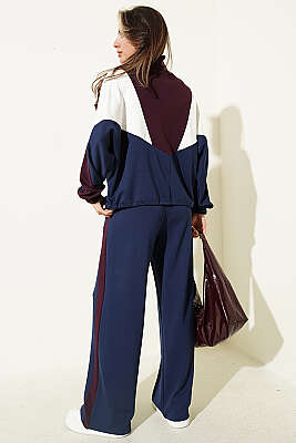 Garnili Fermuar Detaylı İkili Takım Mürdüm - Kadın Giyim Modelleri