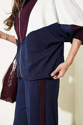 Garnili Fermuar Detaylı İkili Takım Mürdüm - Kadın Giyim Modelleri