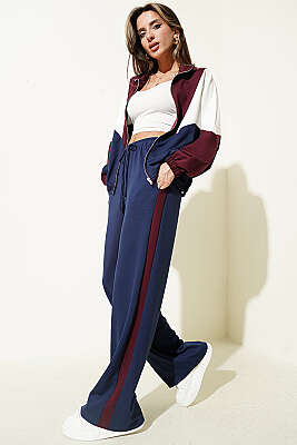 Garnili Fermuar Detaylı İkili Takım Bordo - HELLIE