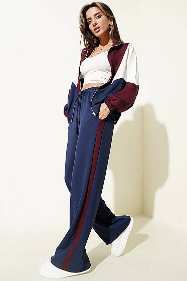 Garnili Fermuar Detaylı İkili Takım Bordo - Kadın Giyim Modelleri