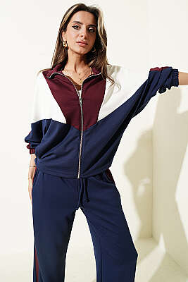 Garnili Fermuar Detaylı İkili Takım Bordo - Kadın Giyim Modelleri