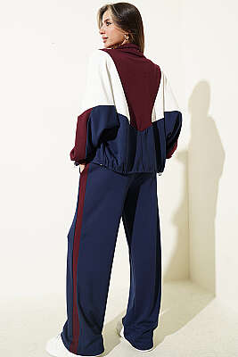 Garnili Fermuar Detaylı İkili Takım Bordo - Kadın Giyim Modelleri