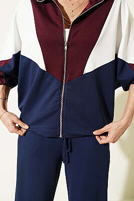 Garnili Fermuar Detaylı İkili Takım Bordo - Kadın Giyim Modelleri