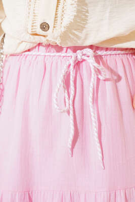 Garnili İp Kuşaklı Etek Pembe - 300-500 TL Ürünler