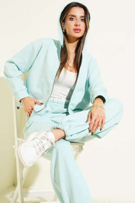 Garnili Kapüşonlu İkili Takım Mint Yeşili - Kadın Giyim Modelleri