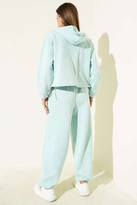 Garnili Kapüşonlu İkili Takım Mint Yeşili - Kadın Giyim Modelleri