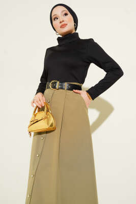 Garnili Kemer Detaylı Elbise Nefti - Elbise