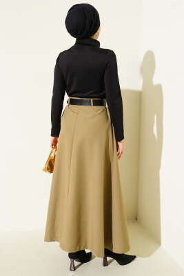 Garnili Kemer Detaylı Elbise Nefti - Elbise