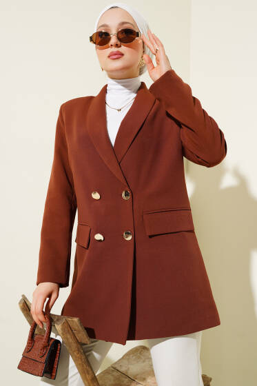 Garnili Kruvaze Kiremit Ceket - Ceket