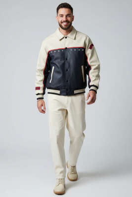 Garnili Nakışlı Erkek Mont Siyah - Erkek Mont