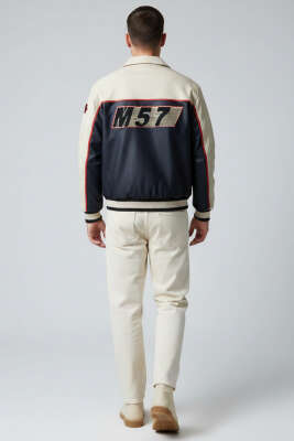 Garnili Nakışlı Erkek Mont Siyah - Erkek Mont