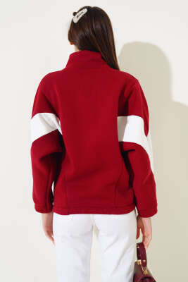 Garnili Üç İplik Salaş Kısa Hırka Bordo - Kadın Giyim Modelleri