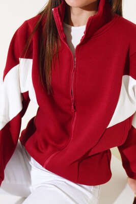 Garnili Üç İplik Salaş Kısa Hırka Bordo - Kadın Giyim Modelleri