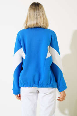 Garnili Üç İplik Salaş Kısa Hırka Saks - Kadın Giyim Modelleri