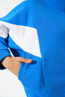 Garnili Üç İplik Salaş Kısa Hırka Saks - Kadın Giyim Modelleri