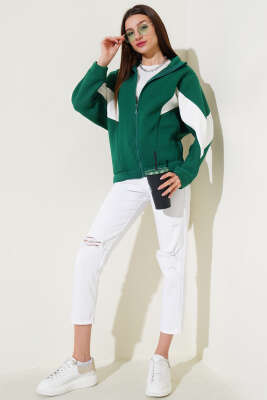 Garnili Üç İplik Salaş Kısa Hırka Yeşil - Kadın Giyim Modelleri